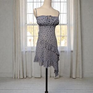 Women's Milkmaid Fairy Coquette Dress Floral Butterfly Mesh Feminine Dainty M